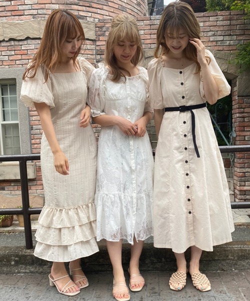 one after another NICE CLAUP(ワンアフターアナザーナイスクラップ)の「配色ベルトボリュームスリーブワンピース(ワンピース・レディース・ブラック/アイボリー/イエロー系その他・FREE)」の12枚目の写真
