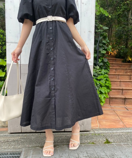 one after another NICE CLAUP(ワンアフターアナザーナイスクラップ)の「配色ベルトボリュームスリーブワンピース(ワンピース・レディース・ブラック/アイボリー/イエロー系その他・FREE)」の8枚目の写真