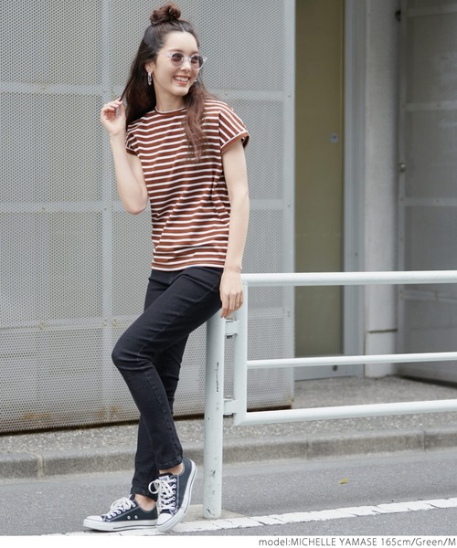 coca(coca)(コカ)の「フレンチスリーブボーダーTOPS(Tシャツ/カットソー・レディース・ホワイト/ブラウン/ブルー/グリーン・M/L)」の16枚目の写真