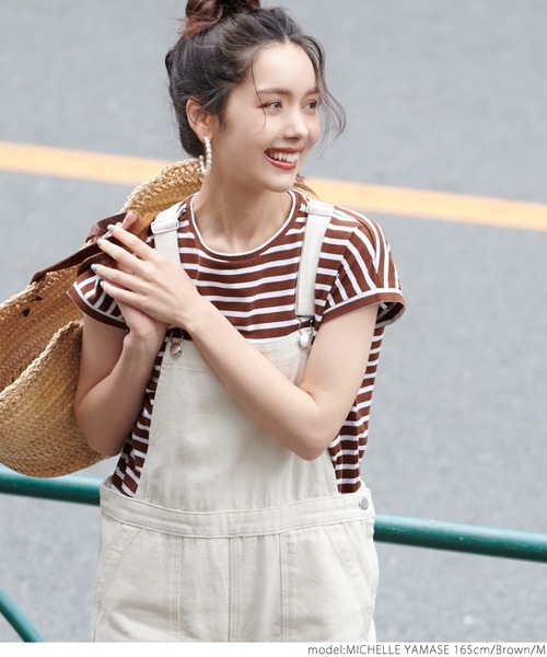 coca(coca)(コカ)の「フレンチスリーブボーダーTOPS(Tシャツ/カットソー・レディース・ホワイト/ブラウン/ブルー/グリーン・M/L)」の9枚目の写真