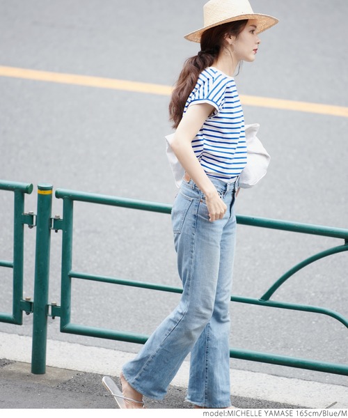 coca(coca)(コカ)の「フレンチスリーブボーダーTOPS(Tシャツ/カットソー・レディース・ホワイト/ブラウン/ブルー/グリーン・M/L)」の18枚目の写真