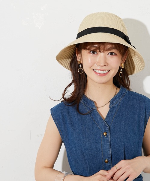 prose verse（プロズヴェール）の「ポケッタブルリボン付きつば広麦わらハット（ハット・レディース・キャメル/ベージュ・ﾌﾘ-）」の2枚目の写真