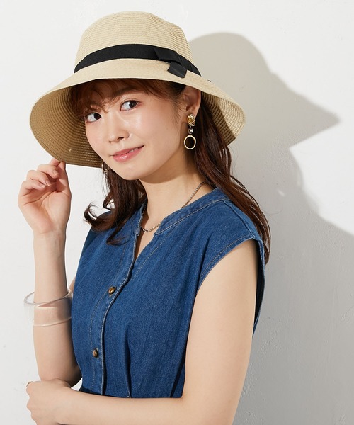 prose verse（プロズヴェール）の「ポケッタブルリボン付きつば広麦わらハット（ハット・レディース・キャメル/ベージュ・ﾌﾘ-）」の13枚目の写真
