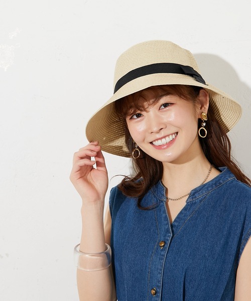 prose verse（プロズヴェール）の「ポケッタブルリボン付きつば広麦わらハット（ハット・レディース・キャメル/ベージュ・ﾌﾘ-）」の18枚目の写真