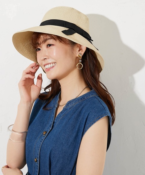 prose verse（プロズヴェール）の「ポケッタブルリボン付きつば広麦わらハット（ハット・レディース・キャメル/ベージュ・ﾌﾘ-）」の3枚目の写真
