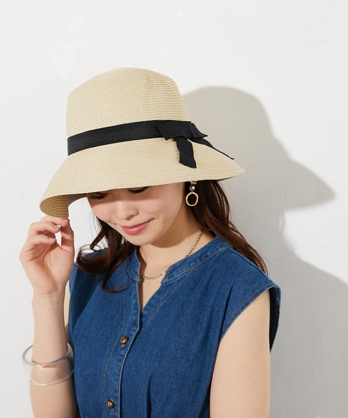 prose verse（プロズヴェール）の「ポケッタブルリボン付きつば広麦わらハット（ハット・レディース・キャメル/ベージュ・ﾌﾘ-）」の9枚目の写真