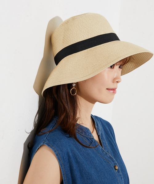 prose verse（プロズヴェール）の「ポケッタブルリボン付きつば広麦わらハット（ハット・レディース・キャメル/ベージュ・ﾌﾘ-）」の7枚目の写真