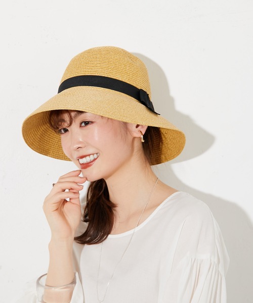 prose verse（プロズヴェール）の「ポケッタブルリボン付きつば広麦わらハット（ハット・レディース・キャメル/ベージュ・ﾌﾘ-）」の6枚目の写真
