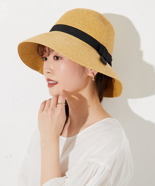prose verse（プロズヴェール）の「ポケッタブルリボン付きつば広麦わらハット（ハット・レディース・キャメル/ベージュ・ﾌﾘ-）」の19枚目の写真