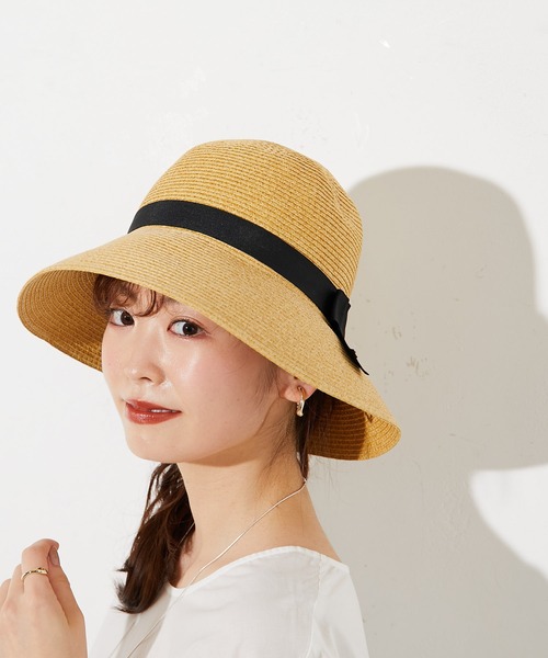 prose verse（プロズヴェール）の「ポケッタブルリボン付きつば広麦わらハット（ハット・レディース・キャメル/ベージュ・ﾌﾘ-）」の4枚目の写真