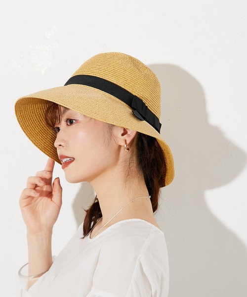 prose verse（プロズヴェール）の「ポケッタブルリボン付きつば広麦わらハット（ハット・レディース・キャメル/ベージュ・ﾌﾘ-）」の8枚目の写真