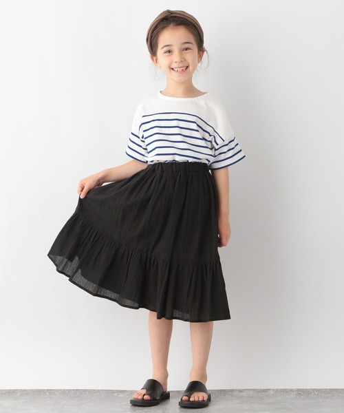 GLOBAL WORK（グローバルワーク）の「【キッズ】シャーベッTEE／パネルボーダー半袖/950235（Tシャツ/カットソー・キッズ・ホワイト/ライトブルー・120cm/110cm/130cm/150cm/140cm/100cm/160cm）」の4枚目の写真