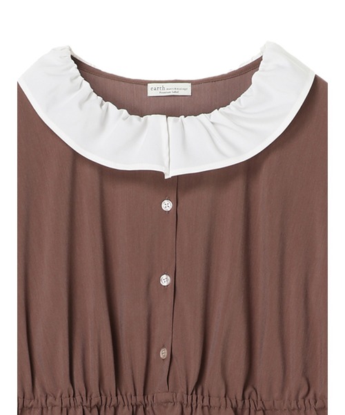 earth music&ecology by たかあしあかり（アースミュージックアンドエコロジーバイタカアシアカリ）の「【ZOZO限定】たかあしあかり★フリル襟ワンピース ＊（ワンピース・レディース・ベージュ/ブラウン・FREE）」の13枚目の写真