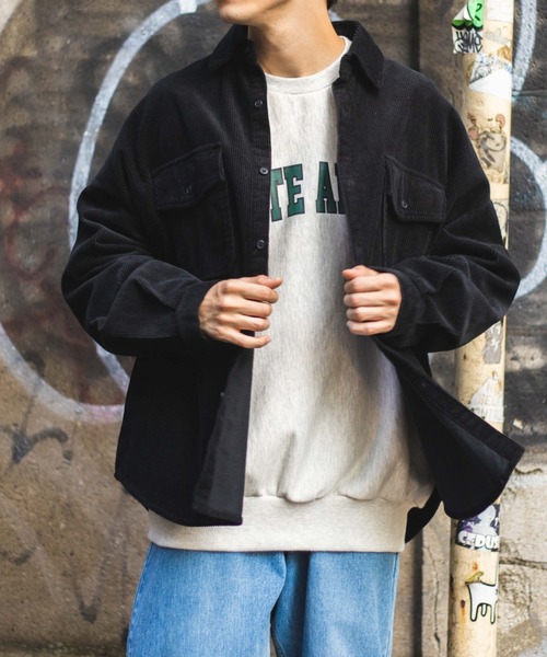 WEGO(ウィゴー)の「WEGO/コーデュロイビックシルエットシャツ(シャツ/ブラウス・メンズ・ブラック/ベージュ/ブラウン系その他/アイボリー/ブルー系その他・MEDIUM/LARGE)」の3枚目の写真