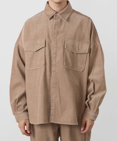 WEGO(ウィゴー)の「WEGO/コーデュロイビックシルエットシャツ(シャツ/ブラウス・メンズ・ブラック/ベージュ/ブラウン系その他/アイボリー/ブルー系その他・MEDIUM/LARGE)」の12枚目の写真