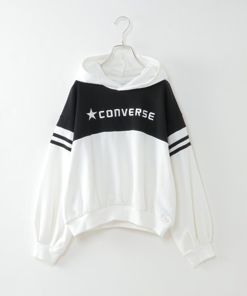 CONVERSE(コンバース)の「【キッズ】CONVERSE 裏毛切り替えパーカー(130~160cm)(パーカー・キッズ・ホワイト/スモークグレー・130/140/160/150)」の2枚目の写真