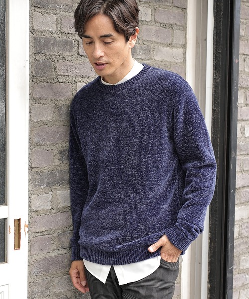 molli ネイビー クルーネックニットセーター UNION STATION（ユニオンステーション）の「クルーネックモールニット