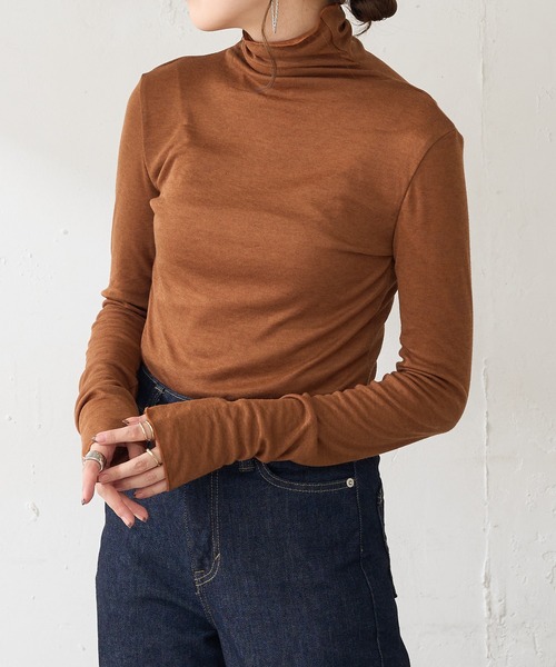 DISCOAT(ディスコート)の「【WEB限定】シアーシームレスタートルプルオーバー(Tシャツ/カットソー・レディース・ホワイト/ベージュ/グレー/モカ/ブラック/テラコッタ・FREE)」の21枚目の写真