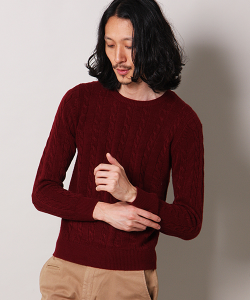 MEN'S MELROSE(メンズメルローズ)の「smart×MASTER FRAME カシミヤタッチ クルーネックセーター(ニット/セーター・メンズ・オフホワイト/ブラック/グリーン/ネイビー/ワイン/グレー/ブルー・X-LARGE/MEDIUM/LARGE)」の7枚目の写真