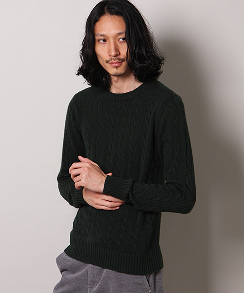 MEN'S MELROSE(メンズメルローズ)の「smart×MASTER FRAME カシミヤタッチ クルーネックセーター(ニット/セーター・メンズ・オフホワイト/ブラック/グリーン/ネイビー/ワイン/グレー/ブルー・X-LARGE/MEDIUM/LARGE)」の4枚目の写真