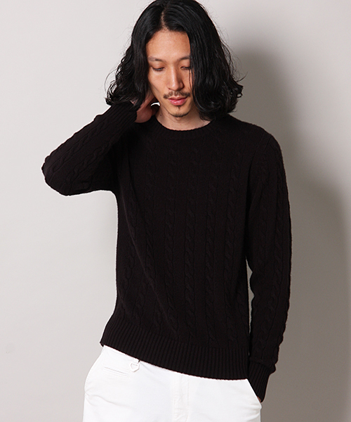 MEN'S MELROSE(メンズメルローズ)の「smart×MASTER FRAME カシミヤタッチ クルーネックセーター(ニット/セーター・メンズ・オフホワイト/ブラック/グリーン/ネイビー/ワイン/グレー/ブルー・X-LARGE/MEDIUM/LARGE)」の2枚目の写真