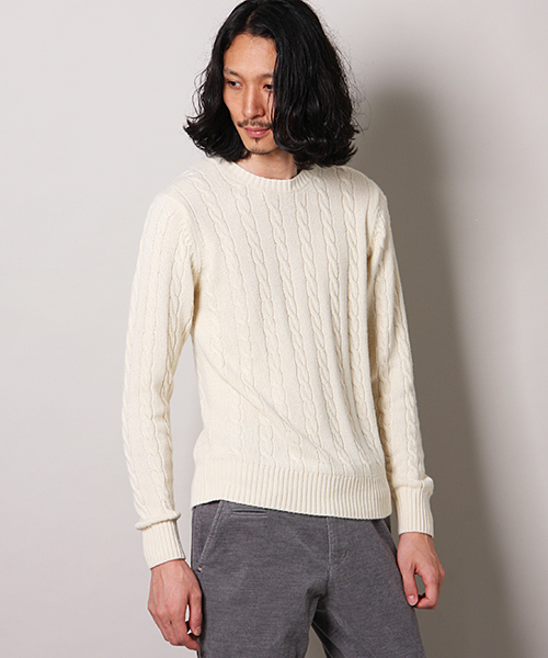 MEN'S MELROSE(メンズメルローズ)の「smart×MASTER FRAME カシミヤタッチ クルーネックセーター(ニット/セーター・メンズ・オフホワイト/ブラック/グリーン/ネイビー/ワイン/グレー/ブルー・X-LARGE/MEDIUM/LARGE)」の8枚目の写真