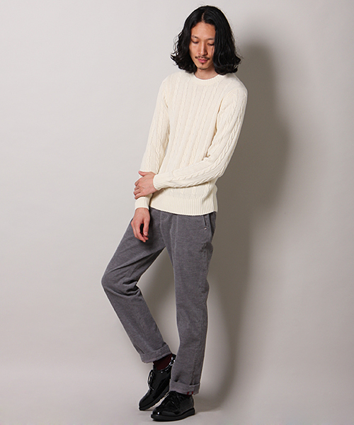 MEN'S MELROSE(メンズメルローズ)の「smart×MASTER FRAME カシミヤタッチ クルーネックセーター(ニット/セーター・メンズ・オフホワイト/ブラック/グリーン/ネイビー/ワイン/グレー/ブルー・X-LARGE/MEDIUM/LARGE)」の9枚目の写真
