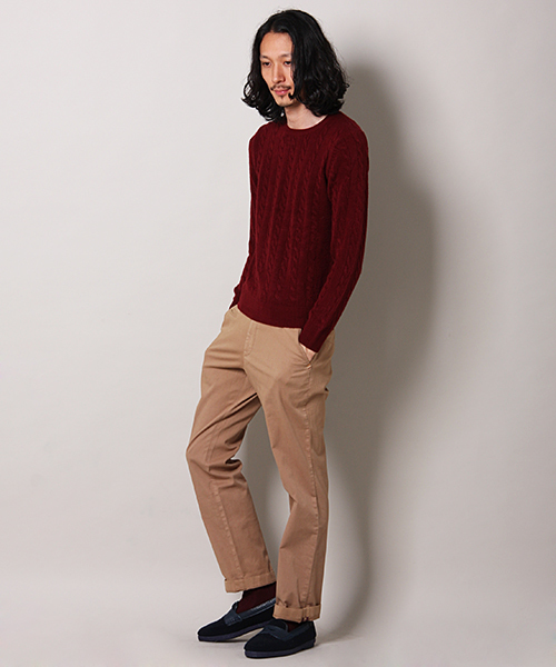 MEN'S MELROSE(メンズメルローズ)の「smart×MASTER FRAME カシミヤタッチ クルーネックセーター(ニット/セーター・メンズ・オフホワイト/ブラック/グリーン/ネイビー/ワイン/グレー/ブルー・X-LARGE/MEDIUM/LARGE)」の14枚目の写真