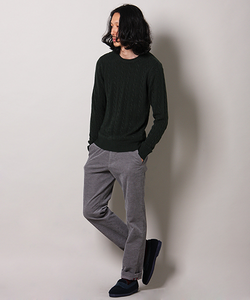 MEN'S MELROSE(メンズメルローズ)の「smart×MASTER FRAME カシミヤタッチ クルーネックセーター(ニット/セーター・メンズ・オフホワイト/ブラック/グリーン/ネイビー/ワイン/グレー/ブルー・X-LARGE/MEDIUM/LARGE)」の15枚目の写真