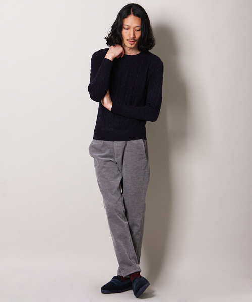 MEN'S MELROSE(メンズメルローズ)の「smart×MASTER FRAME カシミヤタッチ クルーネックセーター(ニット/セーター・メンズ・オフホワイト/ブラック/グリーン/ネイビー/ワイン/グレー/ブルー・X-LARGE/MEDIUM/LARGE)」の16枚目の写真