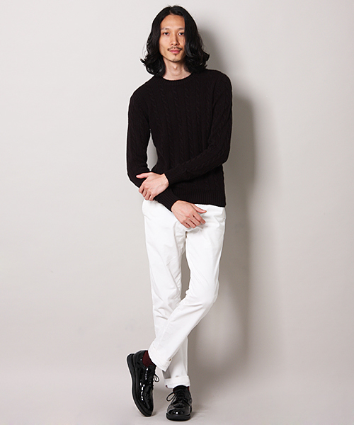 MEN'S MELROSE(メンズメルローズ)の「smart×MASTER FRAME カシミヤタッチ クルーネックセーター(ニット/セーター・メンズ・オフホワイト/ブラック/グリーン/ネイビー/ワイン/グレー/ブルー・X-LARGE/MEDIUM/LARGE)」の17枚目の写真