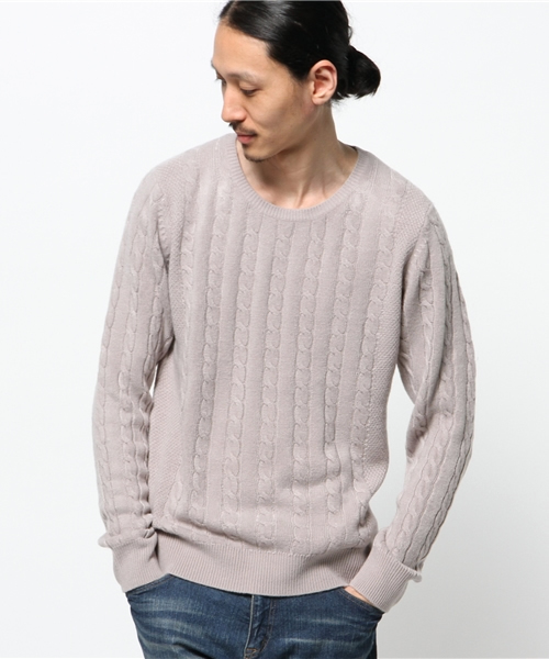 MEN'S MELROSE(メンズメルローズ)の「smart×MASTER FRAME カシミヤタッチ クルーネックセーター(ニット/セーター・メンズ・オフホワイト/ブラック/グリーン/ネイビー/ワイン/グレー/ブルー・X-LARGE/MEDIUM/LARGE)」の3枚目の写真