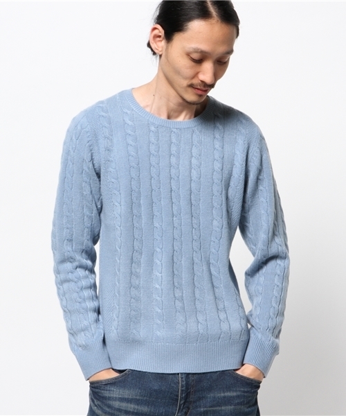 MEN'S MELROSE(メンズメルローズ)の「smart×MASTER FRAME カシミヤタッチ クルーネックセーター(ニット/セーター・メンズ・オフホワイト/ブラック/グリーン/ネイビー/ワイン/グレー/ブルー・X-LARGE/MEDIUM/LARGE)」の6枚目の写真