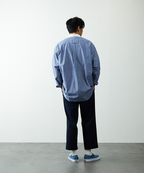 FREAK'S STORE（フリークスストア）の「ビックシルエット レギュラーカラーシャツ/タイプライター/デニム/コーデュロイ（シャツ/ブラウス・メンズ・ホワイト/ライトグレー/ブラウン/ブルー/ストライプ/ダークネイビー/オフホワイト/チェック/ダークブラウン/ベージュ・MEDIUM/LARGE）」の19枚目の写真