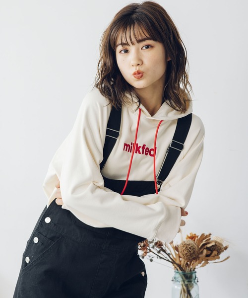 MILKFED.(ミルクフェド)の「FRONT LOGO SWEAT HOODIE(パーカー・レディース・オフホワイト/ネイビー/ブラック/ベージュ/ライトパープル/ライトブルー・ONE SIZE)」の21枚目の写真