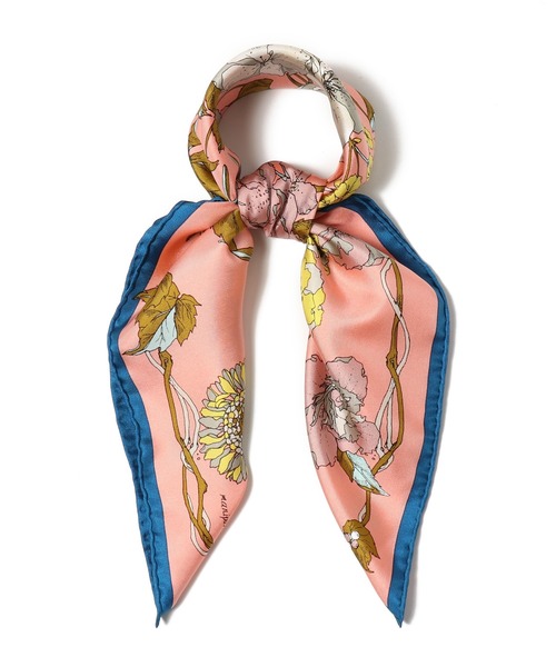 未使用タグ付き★manipuri マニプリ　スカーフ　シルク　絹　春夏　花 MANIPURI / FLOWER シルクスカーフ