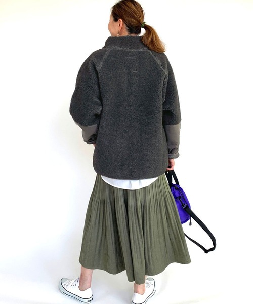 Grand PARK（グランドパーク）の「ビッグシルエットの裏なし　スタンドボアブルゾン（その他アウター・レディース・ホワイト/グレー・FREE）」の19枚目の写真