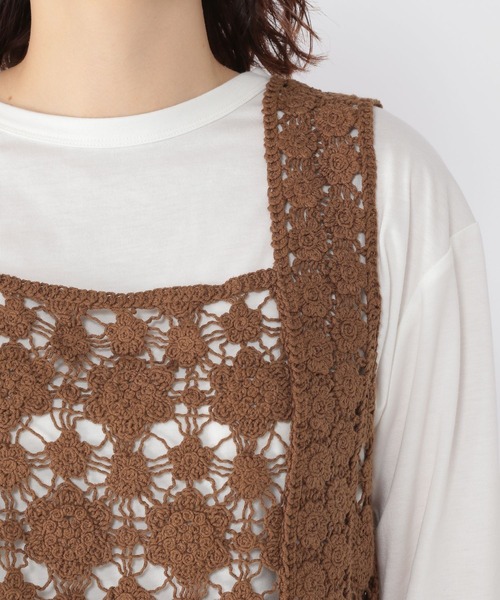 studio CLIP(スタディオクリップ)の「クロシェレースビスチェセット(ベスト・レディース・アイボリー/ブラウン/ブラウン系その他・FREE)」の15枚目の写真