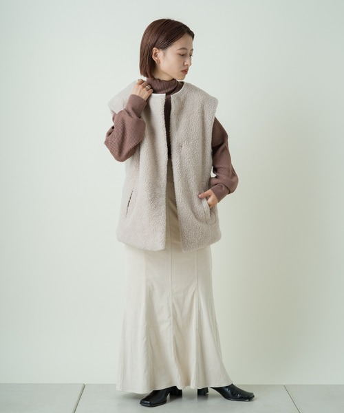 Kastane（カスタネ）の「MIXメロウハイネックリブニット（ニット/セーター・レディース・スカイブルー/パープル/アイボリー/モカ/ダークグリーン・FREE）」の15枚目の写真