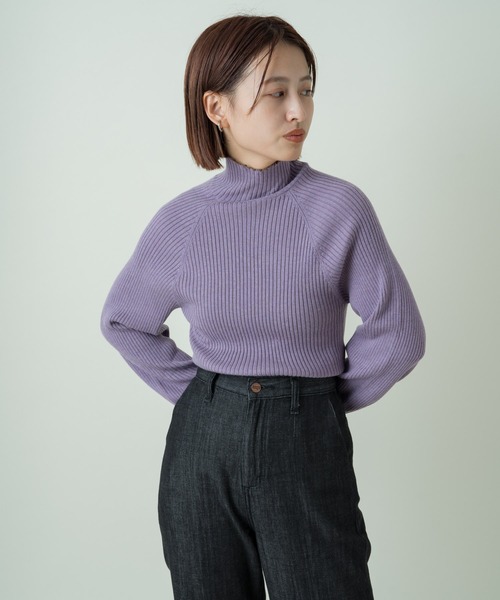 Kastane（カスタネ）の「MIXメロウハイネックリブニット（ニット/セーター・レディース・スカイブルー/パープル/アイボリー/モカ/ダークグリーン・FREE）」の14枚目の写真