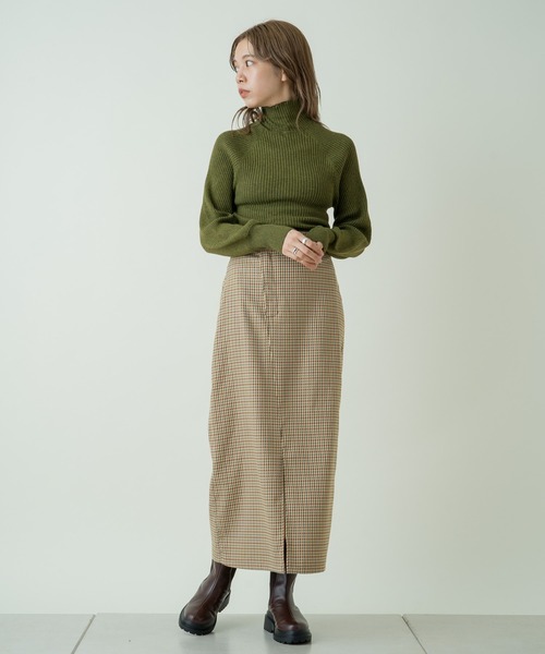 Kastane（カスタネ）の「MIXメロウハイネックリブニット（ニット/セーター・レディース・スカイブルー/パープル/アイボリー/モカ/ダークグリーン・FREE）」の17枚目の写真