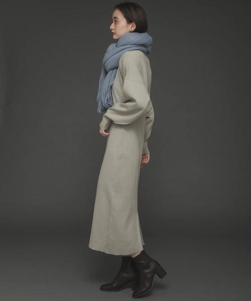 SENSE OF PLACE by URBAN RESEARCH(センスオブプレイスバイアーバンリサーチ)の「ニットフリンジストール(マフラー・レディース・ライトブルー/ベージュ/アイボリー/ブラック・ONE)」の16枚目の写真