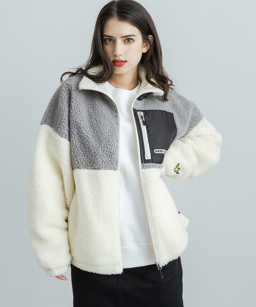 Mark Gonzales（マーク・ゴンザレス）の「Mark Gonzales マークゴンザレス 別注 フリースボアジャケットスタンドカラーブルゾン（ブルゾン・メンズ・ブラック/ベージュ/オフホワイト/ブラック×グレー/ホワイト×グレー・M/L/XL）」の3枚目の写真