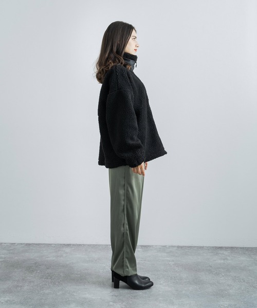 Mark Gonzales（マーク・ゴンザレス）の「Mark Gonzales マークゴンザレス 別注 フリースボアジャケットスタンドカラーブルゾン（ブルゾン・メンズ・ブラック/ベージュ/オフホワイト/ブラック×グレー/ホワイト×グレー・M/L/XL）」の19枚目の写真