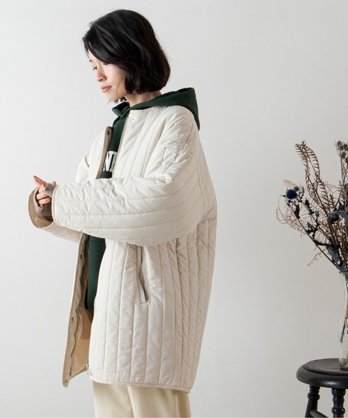 ANGIE（アンジー）の「キルティングノーカラーミドルコート（ノーカラーコート・レディース・ベージュ/アイボリー/ダークベージュ・FREE）」の18枚目の写真