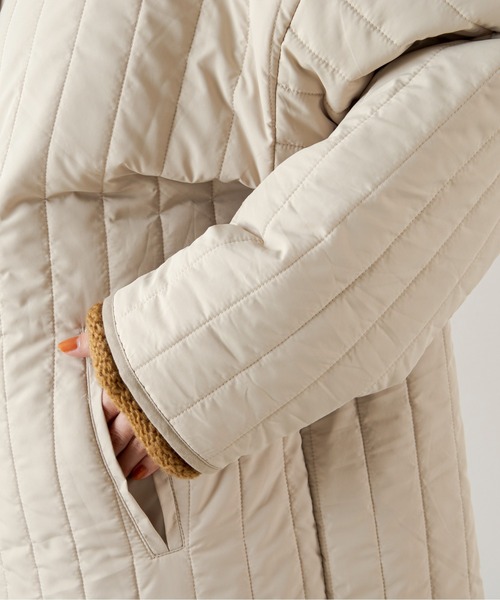 ANGIE（アンジー）の「キルティングノーカラーミドルコート（ノーカラーコート・レディース・ベージュ/アイボリー/ダークベージュ・FREE）」の11枚目の写真