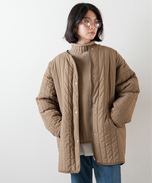 ANGIE（アンジー）の「キルティングノーカラーミドルコート（ノーカラーコート・レディース・ベージュ/アイボリー/ダークベージュ・FREE）」の16枚目の写真