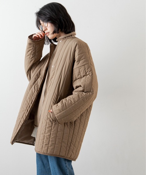 ANGIE（アンジー）の「キルティングノーカラーミドルコート（ノーカラーコート・レディース・ベージュ/アイボリー/ダークベージュ・FREE）」の13枚目の写真