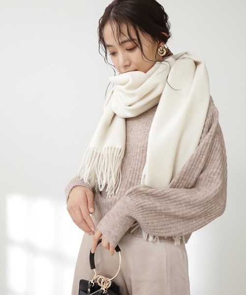 N.（N. Natural Beauty Basic）（エヌエヌナチュラルビューティーベーシック）の「ウールムジストール（ストール/ショール・レディース・グレー/ホワイト/ベージュ/オレンジ・ﾌﾘ-）」の2枚目の写真