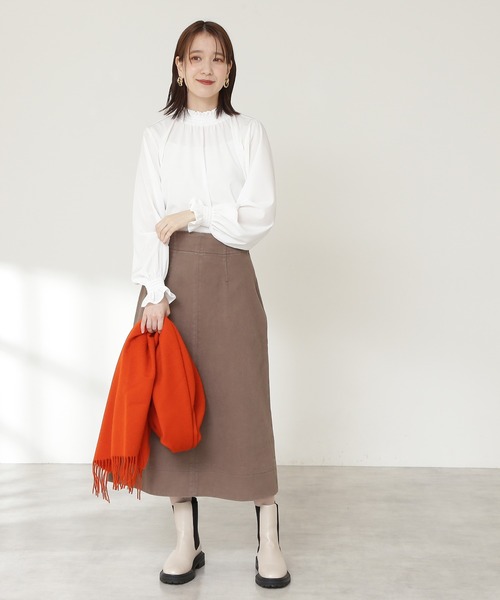 N.（N. Natural Beauty Basic）（エヌエヌナチュラルビューティーベーシック）の「ウールムジストール（ストール/ショール・レディース・グレー/ホワイト/ベージュ/オレンジ・ﾌﾘ-）」の5枚目の写真